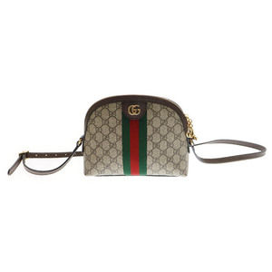 Gucci GG Supreme Ophidia Shoulder Bag Brown Leather